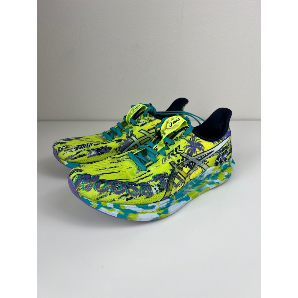 ASICS Noosa Tri 14 Running Shoes Mens 9.5 FlyteFoam Neon Yellow Multicolor Artsy